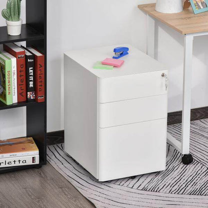 Rollcontainer mobiler Aktenschrank mit 3 Schubladen weiss - Palo24