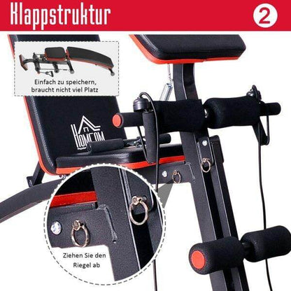 Multifunktion Hantelbank Trainingsbank Schwarz-Rot - Palo24