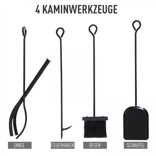 Kaminholzregal Holzständer Holzablage mit 4 Haken 2 Schichten Metall Schwarz - Palo24