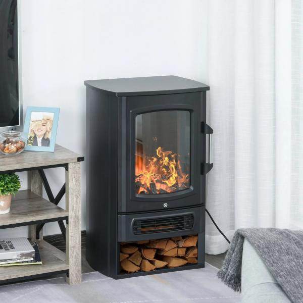 Elektrokamin 1000 W/2000 W mit Flammeneffekt Schwarz - Palo24