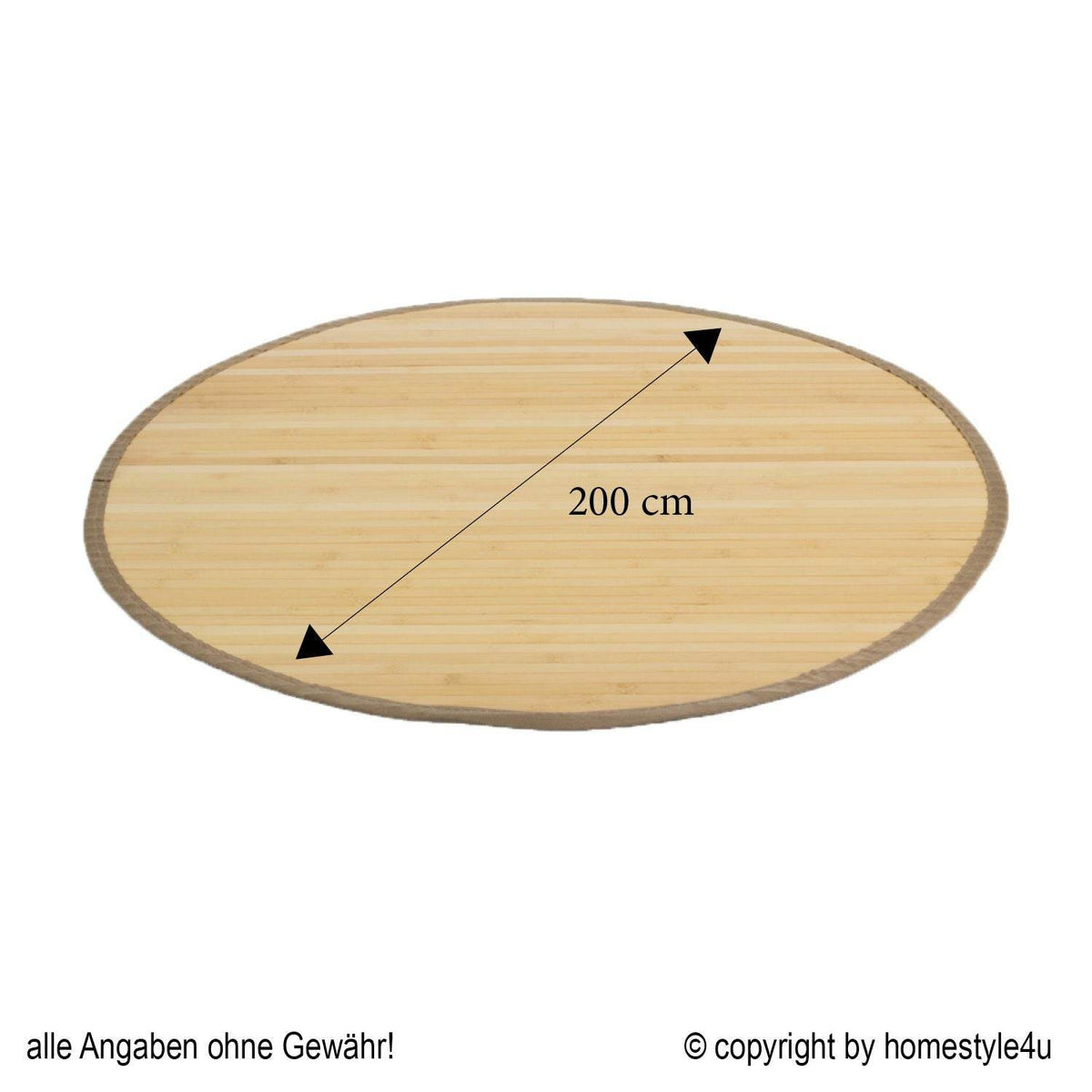 Bambusmatte Bambusteppich 200 cm rund natur - Palo24