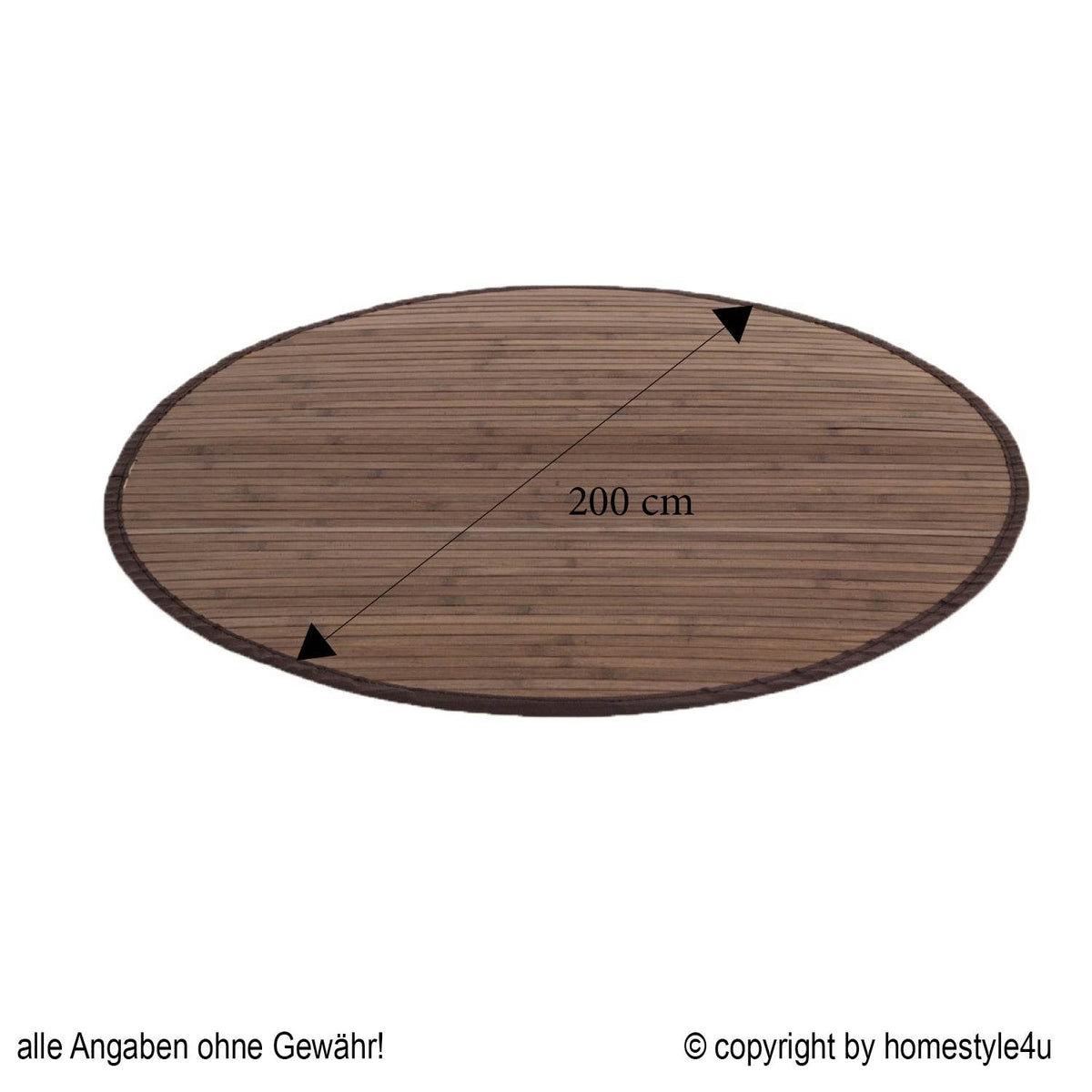 Bambusmatte 200 cm rund dunkelbraun Bambusteppich Teppich - Palo24