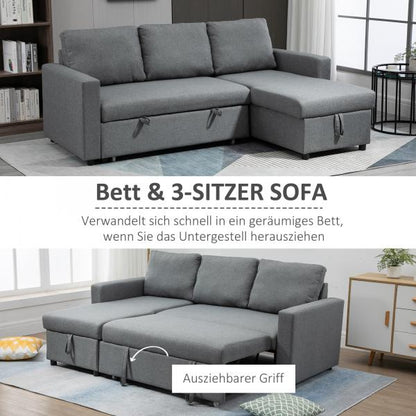 Ecksofa mit Schlaffunktion mit Bettkasten Hellgrau - Palo24