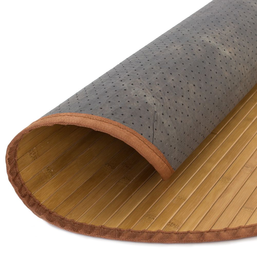 Bambusmatte Bambusteppich 90 cm rund braun Bambus Teppich - Palo24