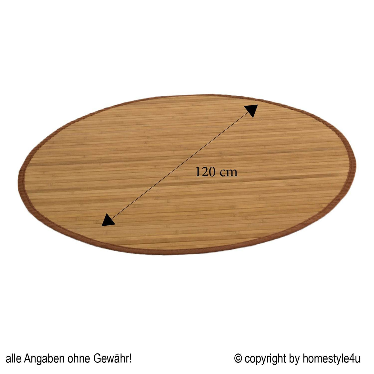 Bambusmatte Bambusteppich 120 cm rund braun Bambus Teppich - Palo24
