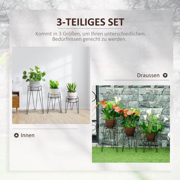 Blumenständer 3er Set aus Metall Pflanzenständer Set - Palo24