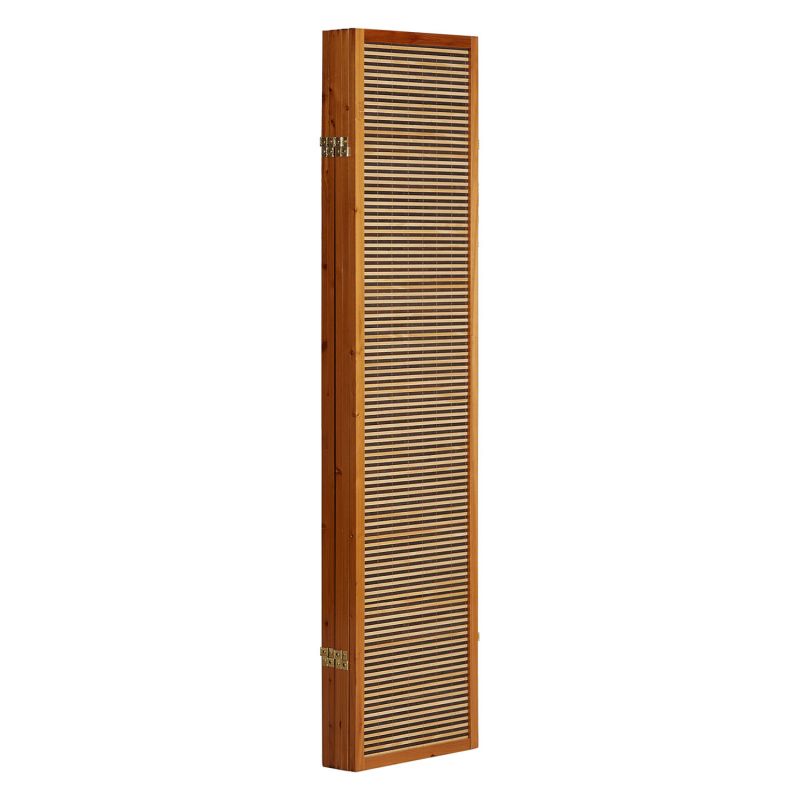 Paravent Braun Holzstreben | 5 teilig | Holz | Raumteiler Trennwand Sichtschutz