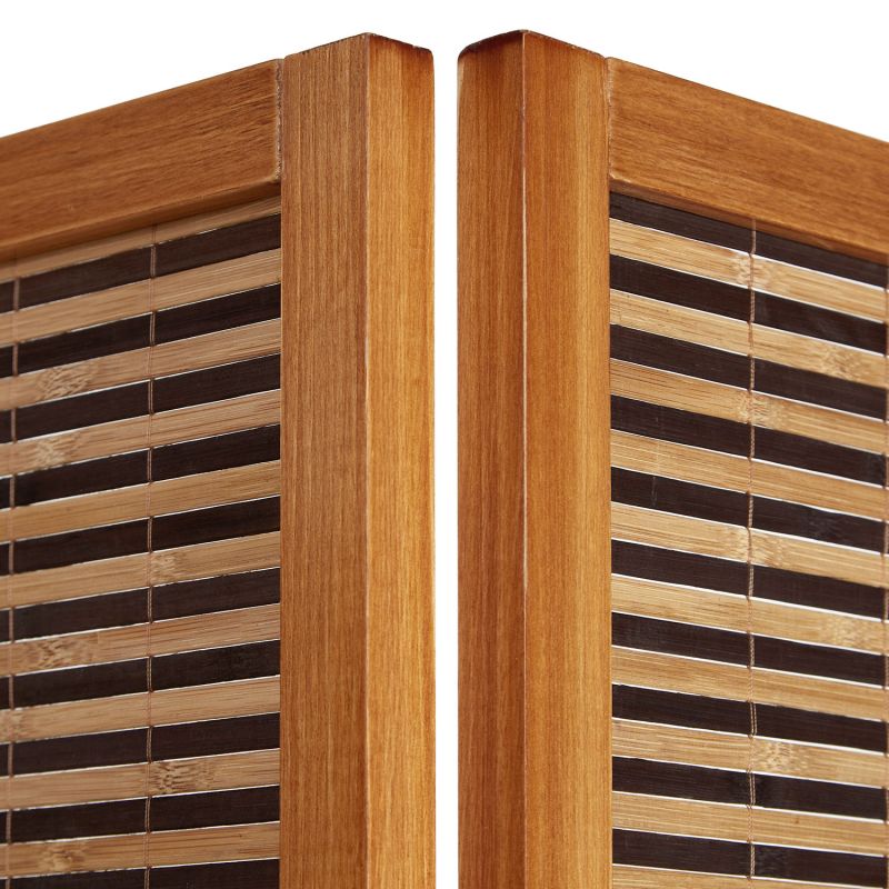 Paravent Braun Holzstreben | 5 teilig | Holz | Raumteiler Trennwand Sichtschutz