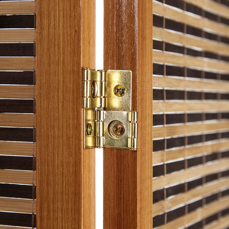 Paravent Braun Holzstreben | 5 teilig | Holz | Raumteiler Trennwand Sichtschutz
