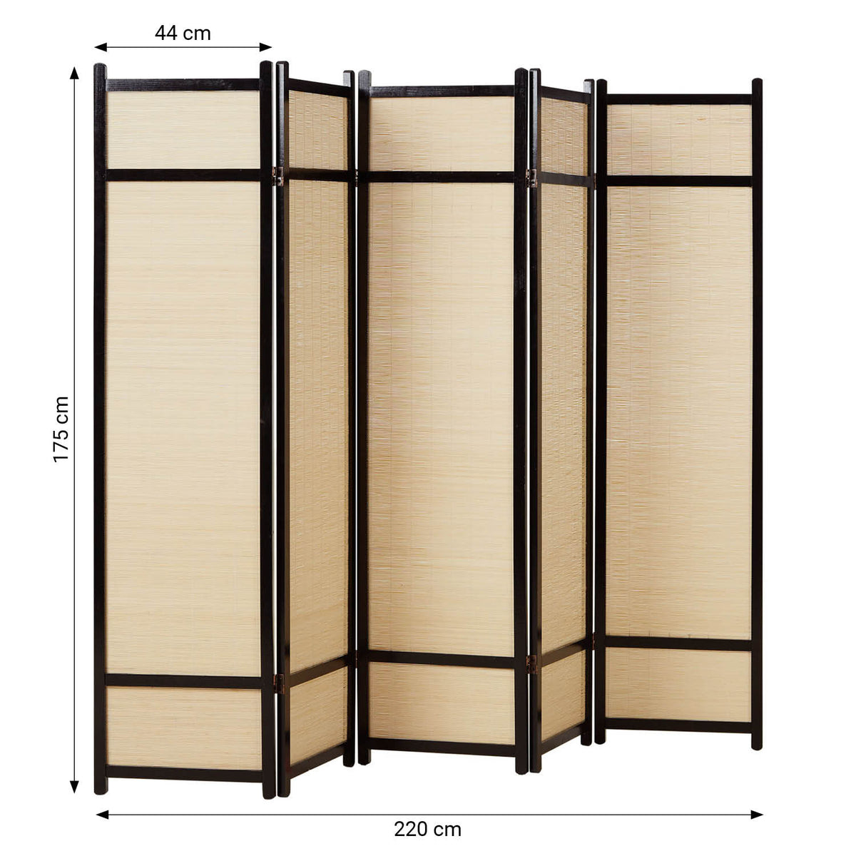 Paravent Braun Bambus Natur| 5 teilig | Holz | Raumteiler Trennwand Sichtschutz