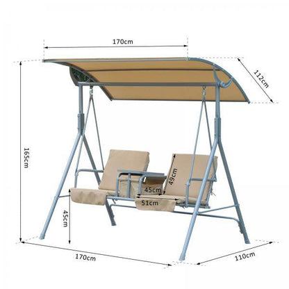 Hollywoodschaukel Gartenschaukel mit Sonnendach 2-Sitzer Beige - Palo24