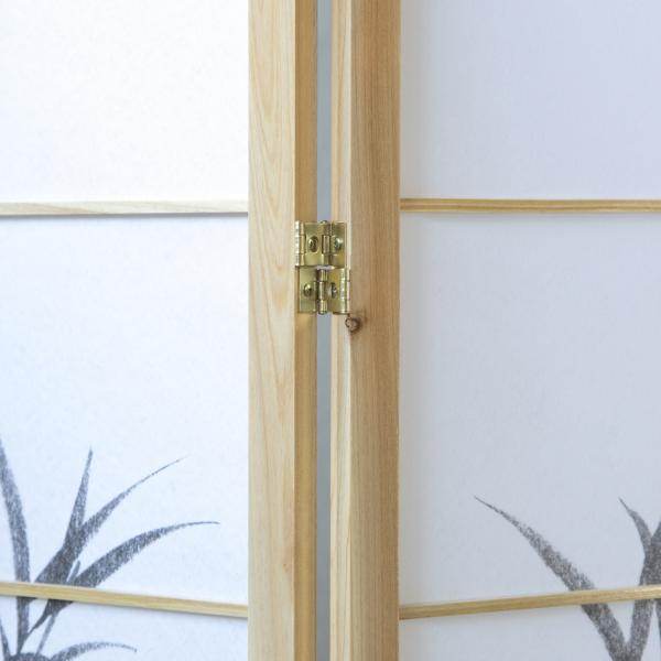 6 fach Holz Paravent Raumteiler natur Bambusmuster - Palo24