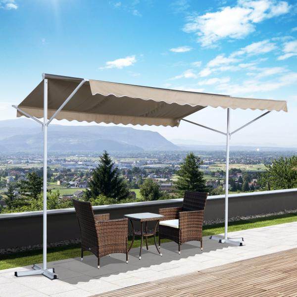 Standmarkise Gartenmarkise mit Faltarm Creme 3m x 3m - Palo24