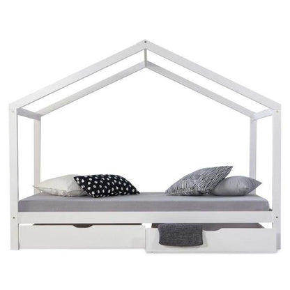 Kinderbett Hausbett 90x200 cm + Matratze Kinderhaus Spielbett Holzbett Bettkasten - Palo24