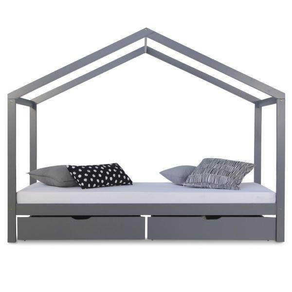 Kinderbett Hausbett 90x200 cm + Matratze Kinderhaus Spielbett Holzbett Bettkasten - Palo24