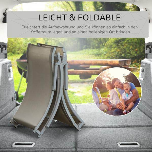 2er Set Gartenliege Sonnenliege Stoffliege Relaxliege ergonomisch Alu Texteline Hellgrau - Palo24