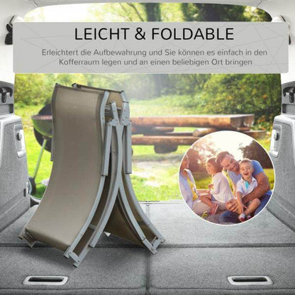2er Set Gartenliege Sonnenliege Stoffliege Relaxliege ergonomisch Alu Texteline Hellgrau - Palo24