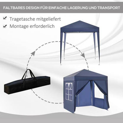 Faltpavillon Festzelt 2 grosse Fenster blau, 2x2x2,4 m - Palo24