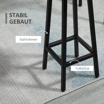 Bartisch-Set im Industriedesign, 6-teilig, 2 Tische und 4 Barhocker, Grau + Schwarz - Palo24