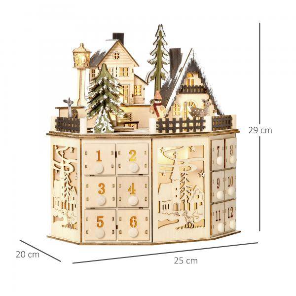 Adventskalender mit LED-Lichtern 25 cm x 20 cm x 29 cm - Palo24
