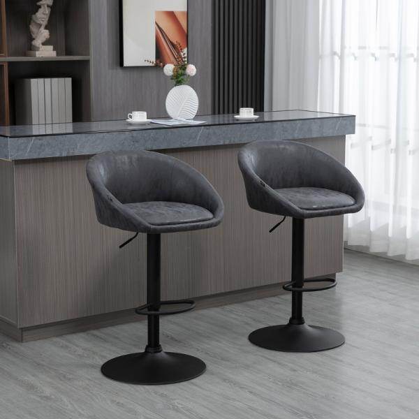 2er-Set Barhocker, höhenverstellbar, 360-Grad-Schwenk-Design, Grau - Palo24