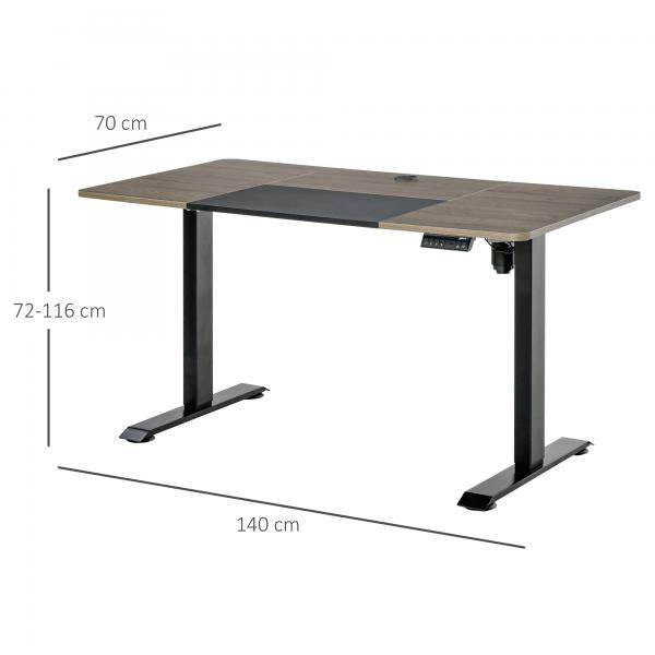 Elektrischer Schreibtisch höhenverstellbar Natur schwarz 140c m x 70 cm x 116 cm - Palo24