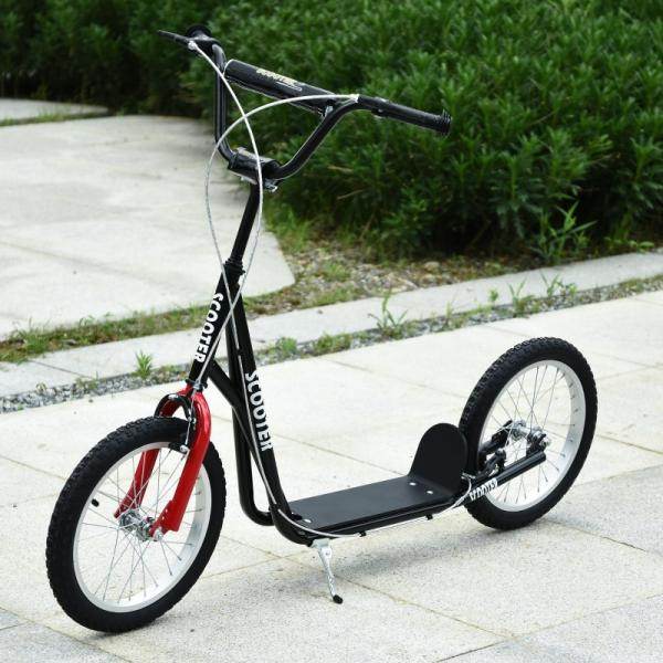 Kinderroller Tretroller Cityroller Kickscooter Kickboard mit Luftreifen und Handbremse 16 Zoll Schwarz - Palo24