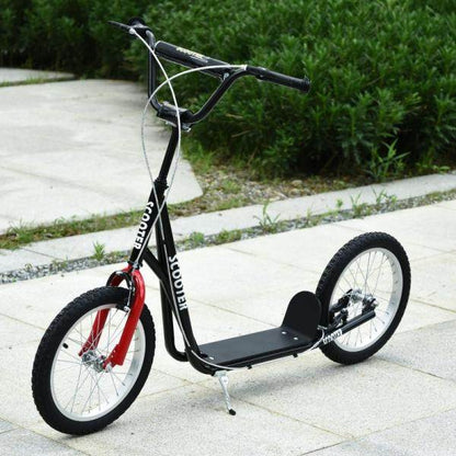 Kinderroller Tretroller Cityroller Kickscooter Kickboard mit Luftreifen und Handbremse 16 Zoll Schwarz - Palo24