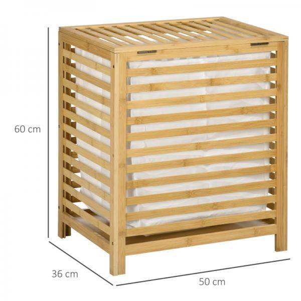 Wäschekorb aus Bambus, herausnehmbarer Wäschesack, wasserbeständig, Natur + Beige - Palo24