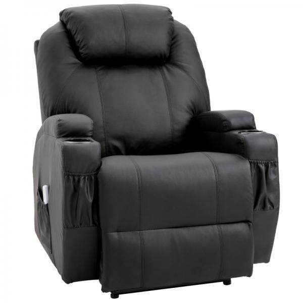 Massagesessel Elektrisch Massagefunktion Liegefunktion Schaumstoff Schwarz - Palo24