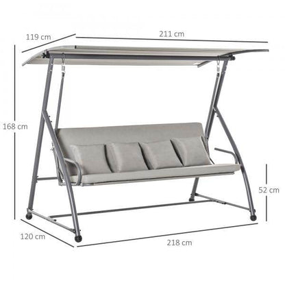 3-Sitzer Hollywoodschaukel Schaukelbank 2-in-1 Gartenliege mit Sonnendach Stahl - Palo24
