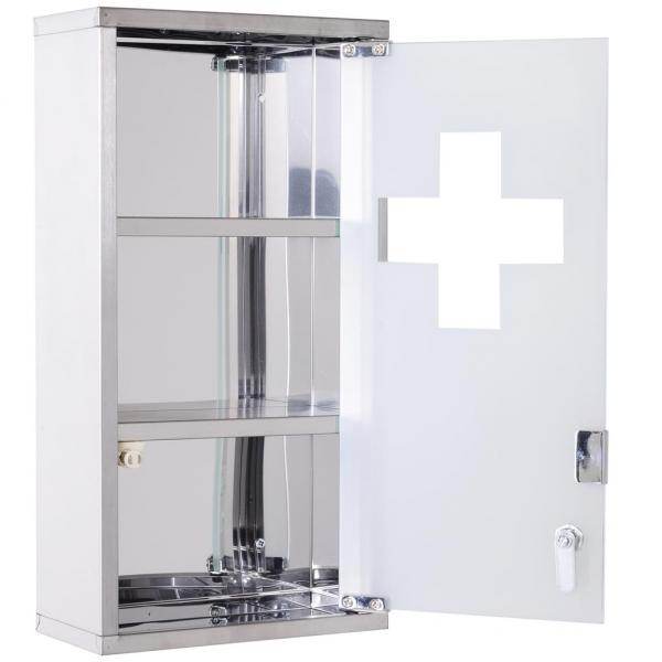 Medizinschrank 3 Ablagen abschließbar Edelstahl - Palo24