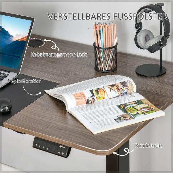 Elektrischer Schreibtisch höhenverstellbar Natur schwarz 140c m x 70 cm x 116 cm - Palo24