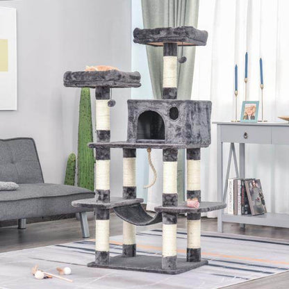 Katzenbaum Kratzbaum mit Sisalsäulen Spielball Dunkelgrau - Palo24
