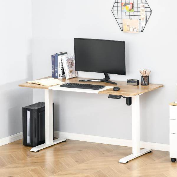 Elektrischer Schreibtisch Natur Weiss 140cm x 70 cm x 116 cm - Palo24