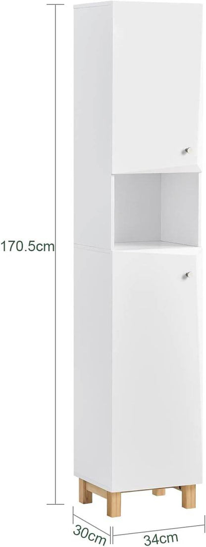 Bad Hochschrank | Badschrank | Badregal | Badmöbel Weiss BZR91-W - Palo24