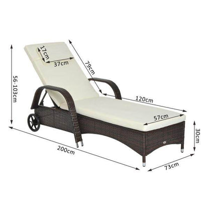 Mobile Gartenliege Kaffeebraun Rattanliege Polyrattan - Palo24