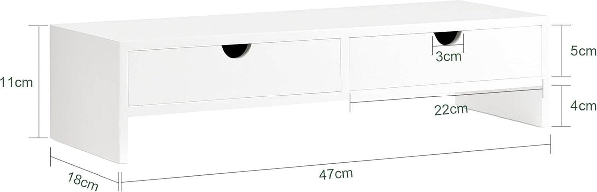 Monitorerhöhung | Monitorständer mit Schubladen | Weiss BBF02-W - Palo24