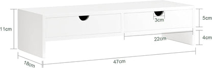 Monitorerhöhung | Monitorständer mit Schubladen | Weiss BBF02-W - Palo24