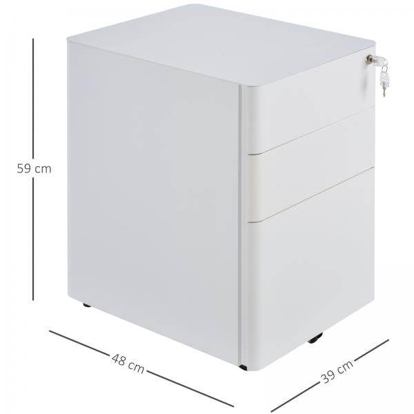 Rollcontainer mobiler Aktenschrank mit 3 Schubladen weiss - Palo24