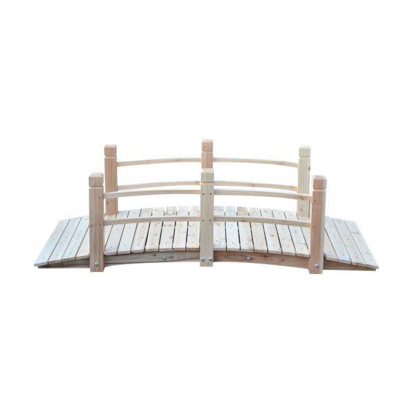 Gartenbrücke Holzbrücke Teichbrücke Zierbrücke mit Geländer bis 180 kg Tannenholz Natur - Palo24