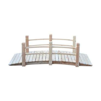 Gartenbrücke Holzbrücke Teichbrücke Zierbrücke mit Geländer bis 180 kg Tannenholz Natur - Palo24