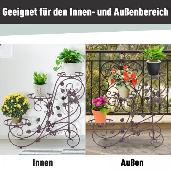 Pflanzenregal Dreistufiger Blumenstand Blumentreppe Metall Bronze - Palo24