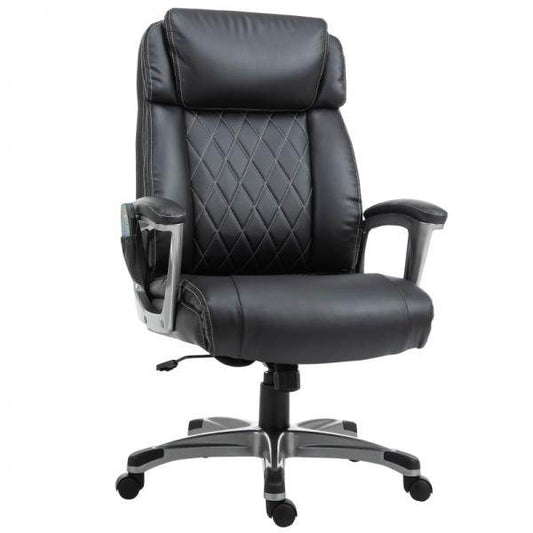 Massage-Bürostuhl 6-Punkt-Massage-Drehstuhl mit gewölbter Kopfstütze und Armlehne, schwarz - Palo24