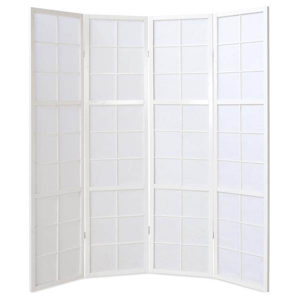 4 fach Holz Paravent Raumteiler weiss - Palo24