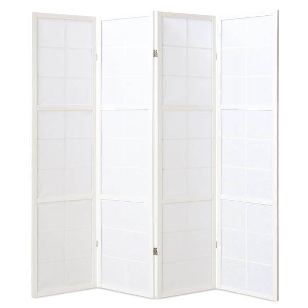 4 fach Holz Paravent Raumteiler weiss - Palo24