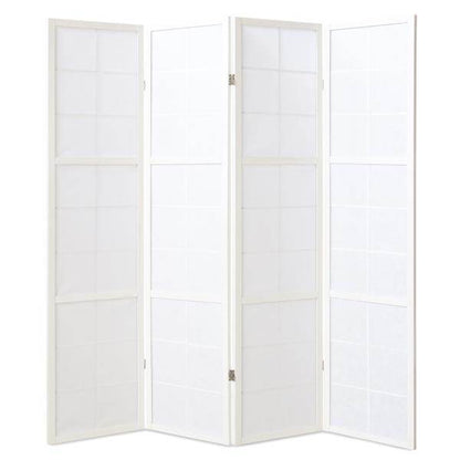4 fach Holz Paravent Raumteiler weiss - Palo24