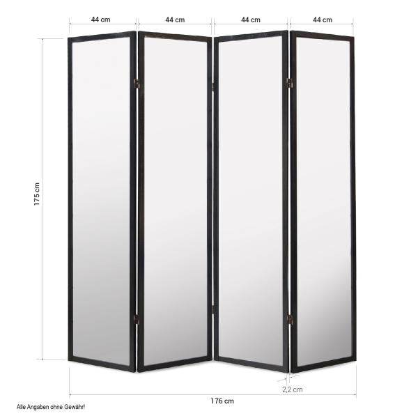 4 fach Holz Paravent Raumteiler weiss - Palo24