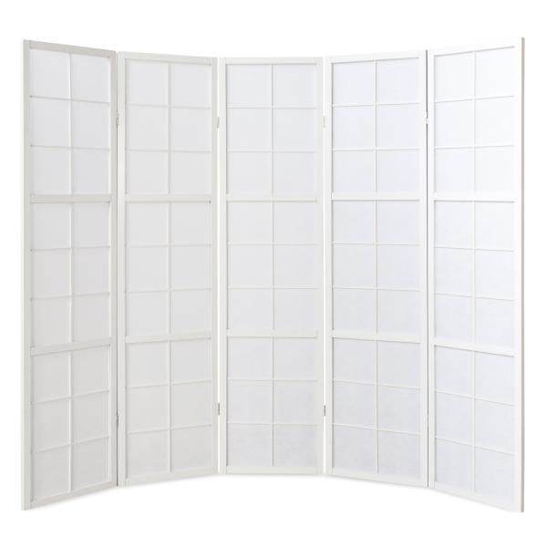 5 fach Holz Paravent Raumteiler weiss - Palo24