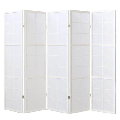 5 fach Holz Paravent Raumteiler weiss - Palo24